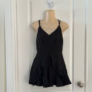 JONDIE Ruffle Front‎ Black Romper NWT